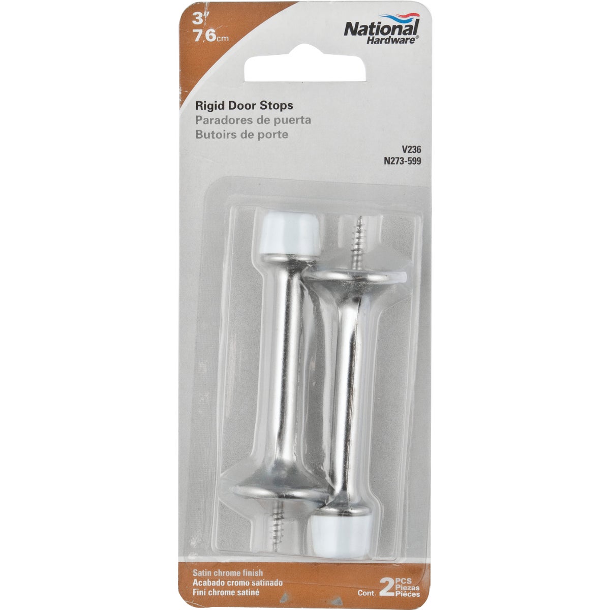 National Hardware Heavy Duty 3 In. Rigid Door Stop, Satin Chrome Image 2