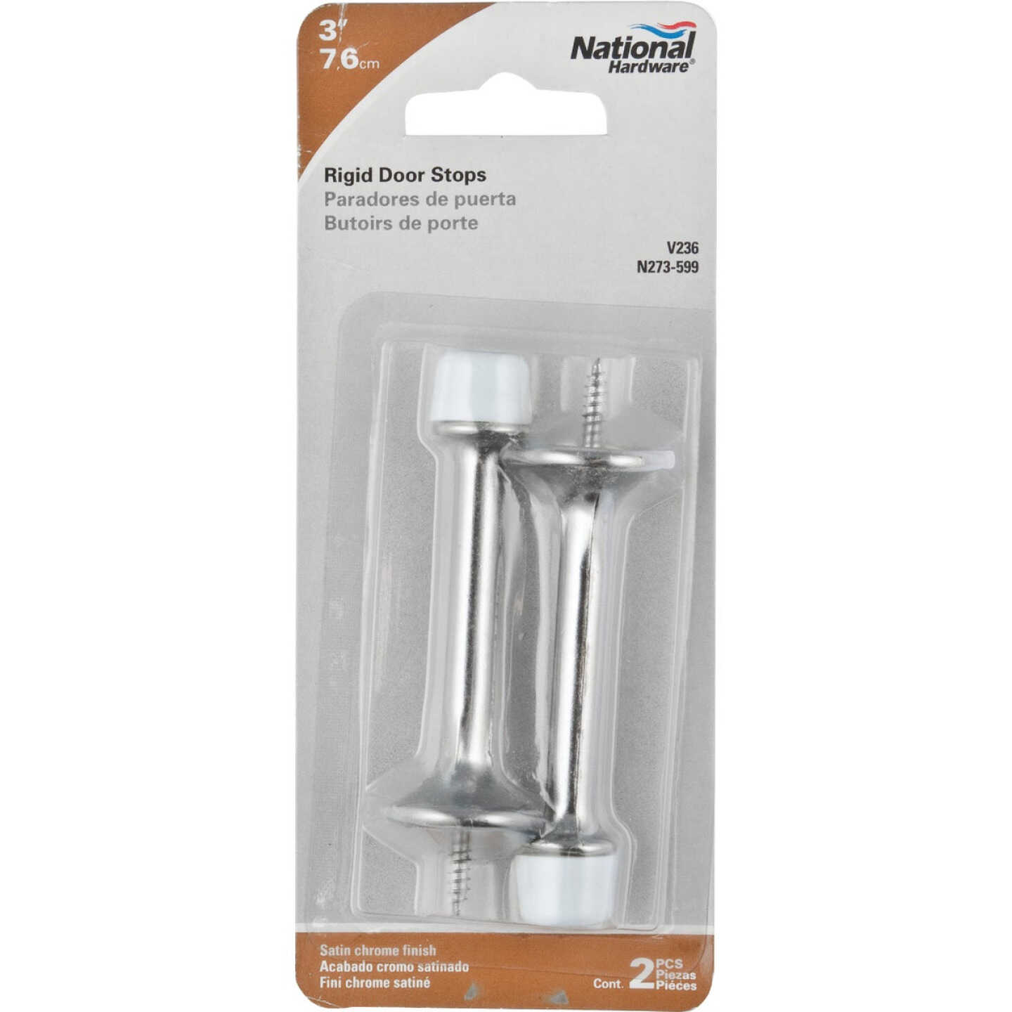 National Hardware Heavy Duty 3 In. Rigid Door Stop, Satin Chrome Image 2