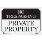 Hy-Ko 9 x 14 Black/White Aluminum Sign, No Trespassing/Private Property Image 1