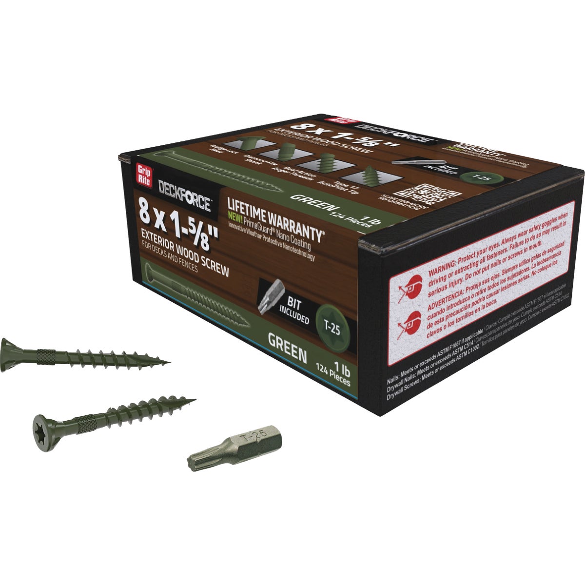 Grip-Rite DeckForce PrimeGuard Nano #8 x 1-5/8 In. Star Drive Green Screw (1 Lb.) Image 2