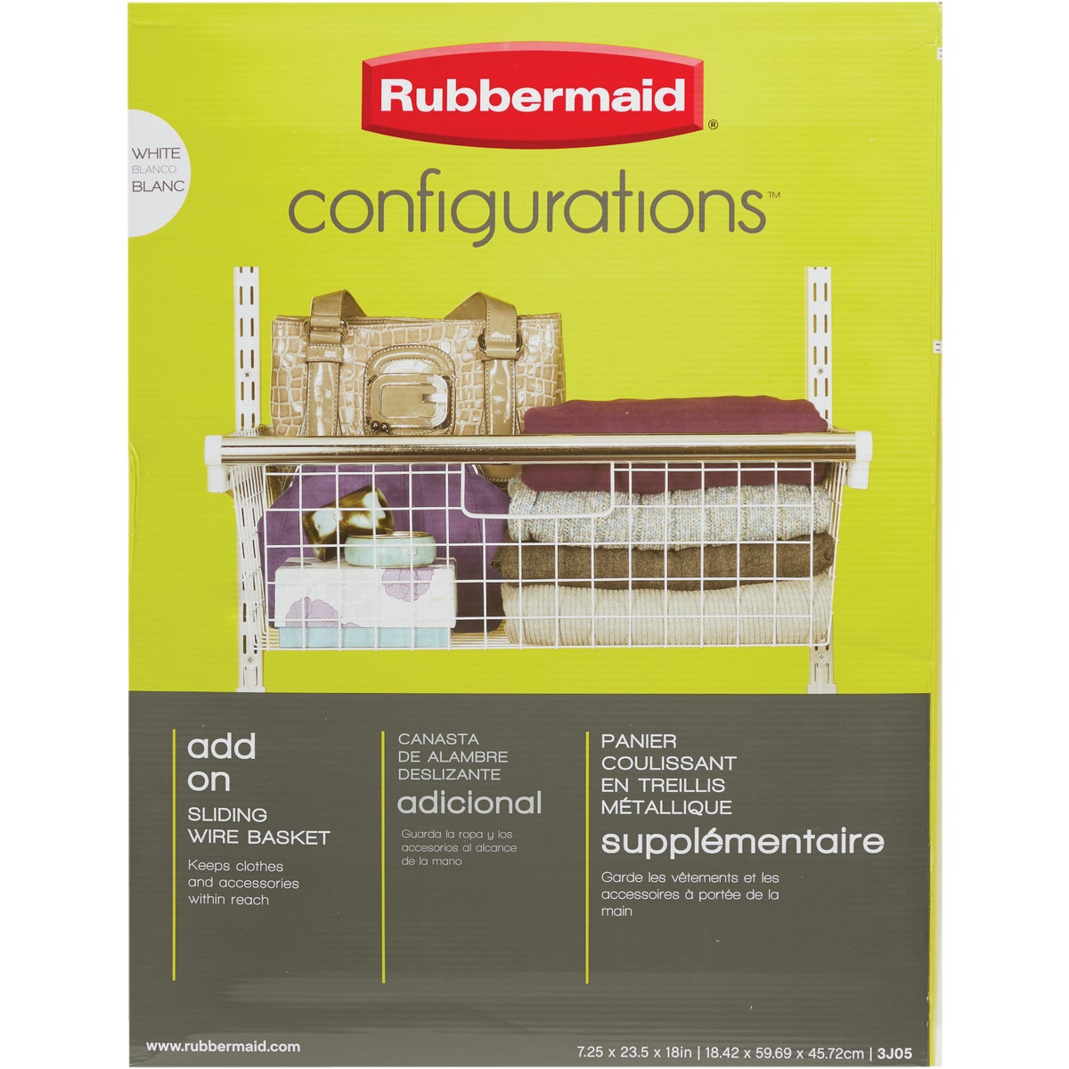 Rubbermaid Configurations White Sliding Basket Image 3