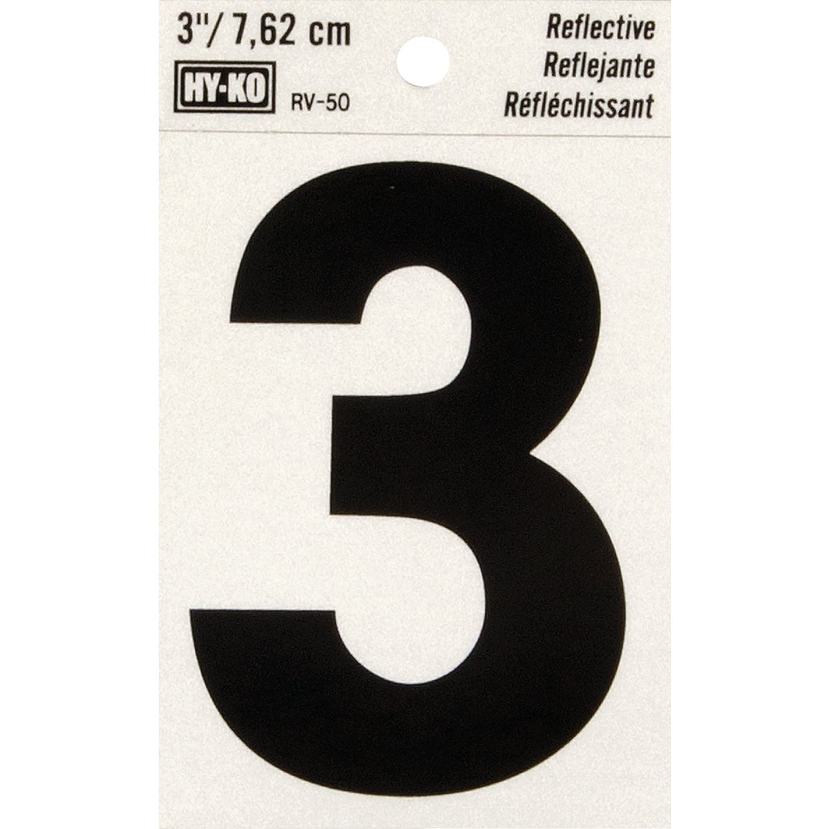 Hy-Ko Vinyl 3 In. Reflective Adhesive Number Three Image 1