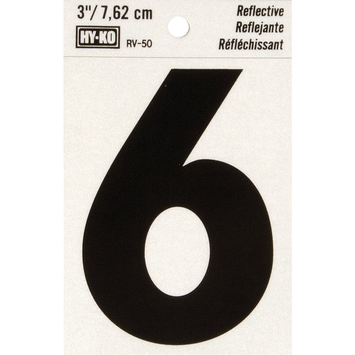 Hy-Ko Vinyl 3 In. Reflective Adhesive Number Six Image 1