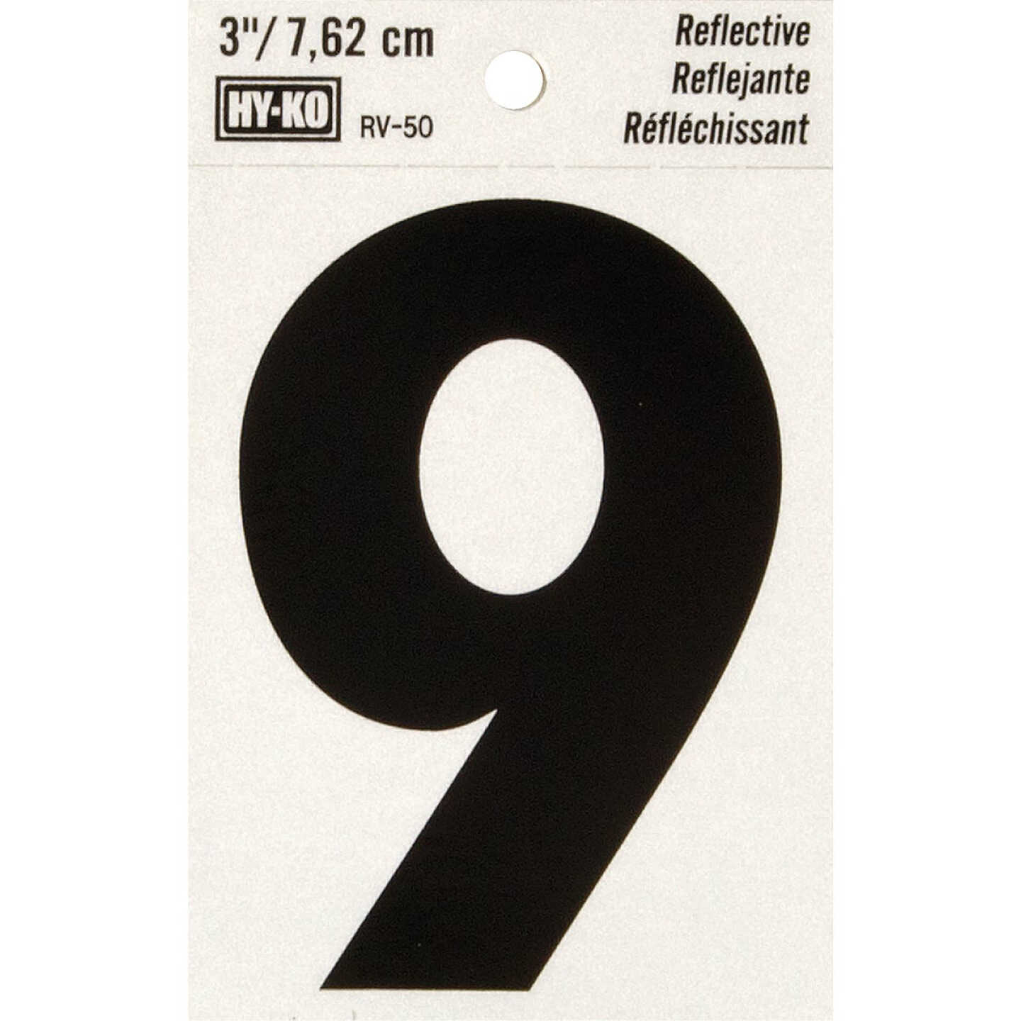 Hy-Ko Vinyl 3 In. Reflective Adhesive Number Nine Image 1
