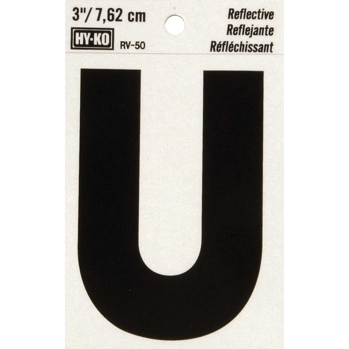 Hy-Ko Vinyl 3 In. Reflective Adhesive Letter, U Image 1