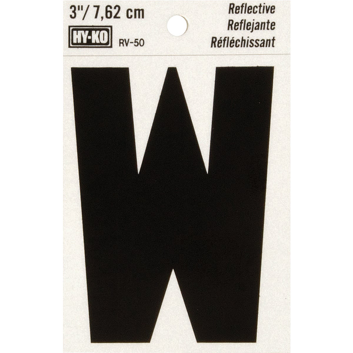 Hy-Ko Vinyl 3 In. Reflective Adhesive Letter, W Image 1