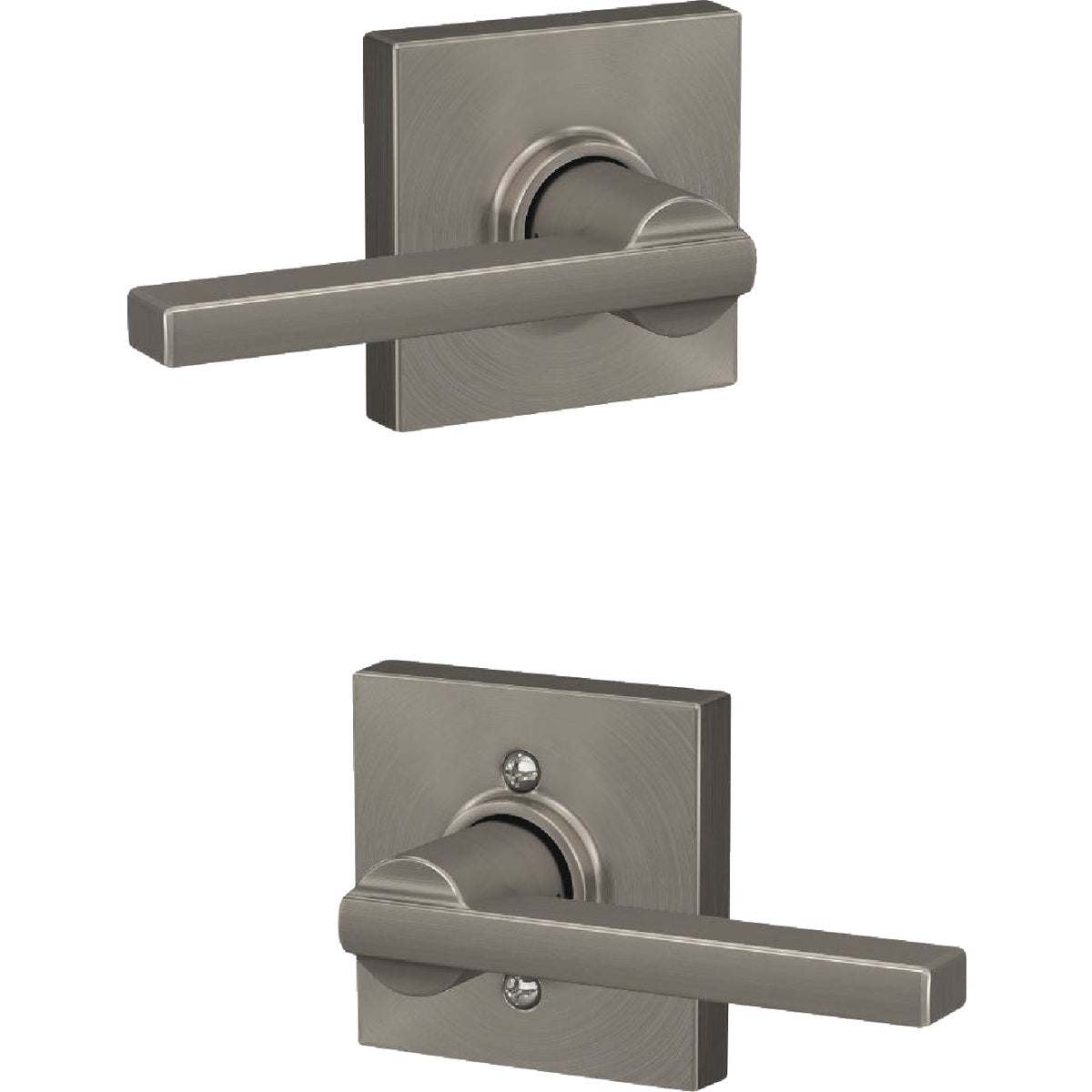 Schlage F Series Latitude Lever Collins Satin Nickel Hall & Closet Lock Image 3