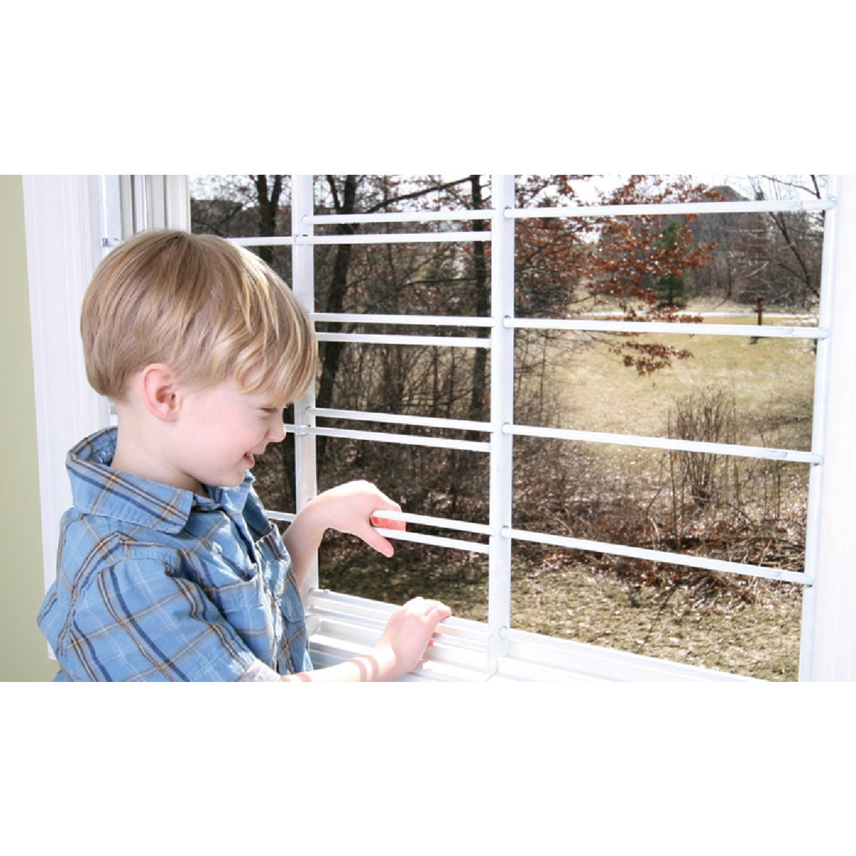 John Sterling Corp Hinged White Enamel 4-Bar Child Safety & Window Security Guard Image 2