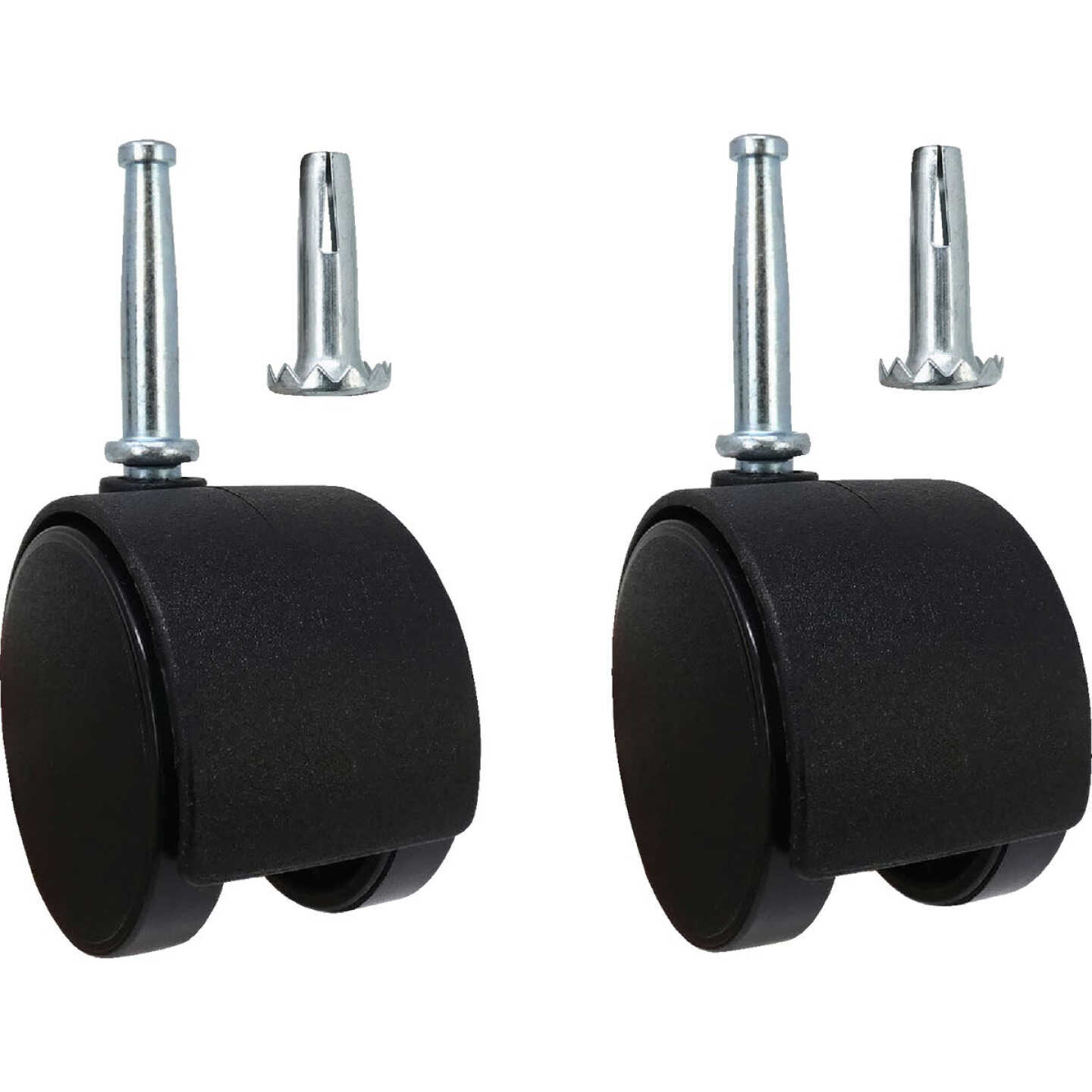 Do it 2 In. Dia. Black Twin Wheel Caster with 1-1/2 In. Stem (2-Pack) Image 1