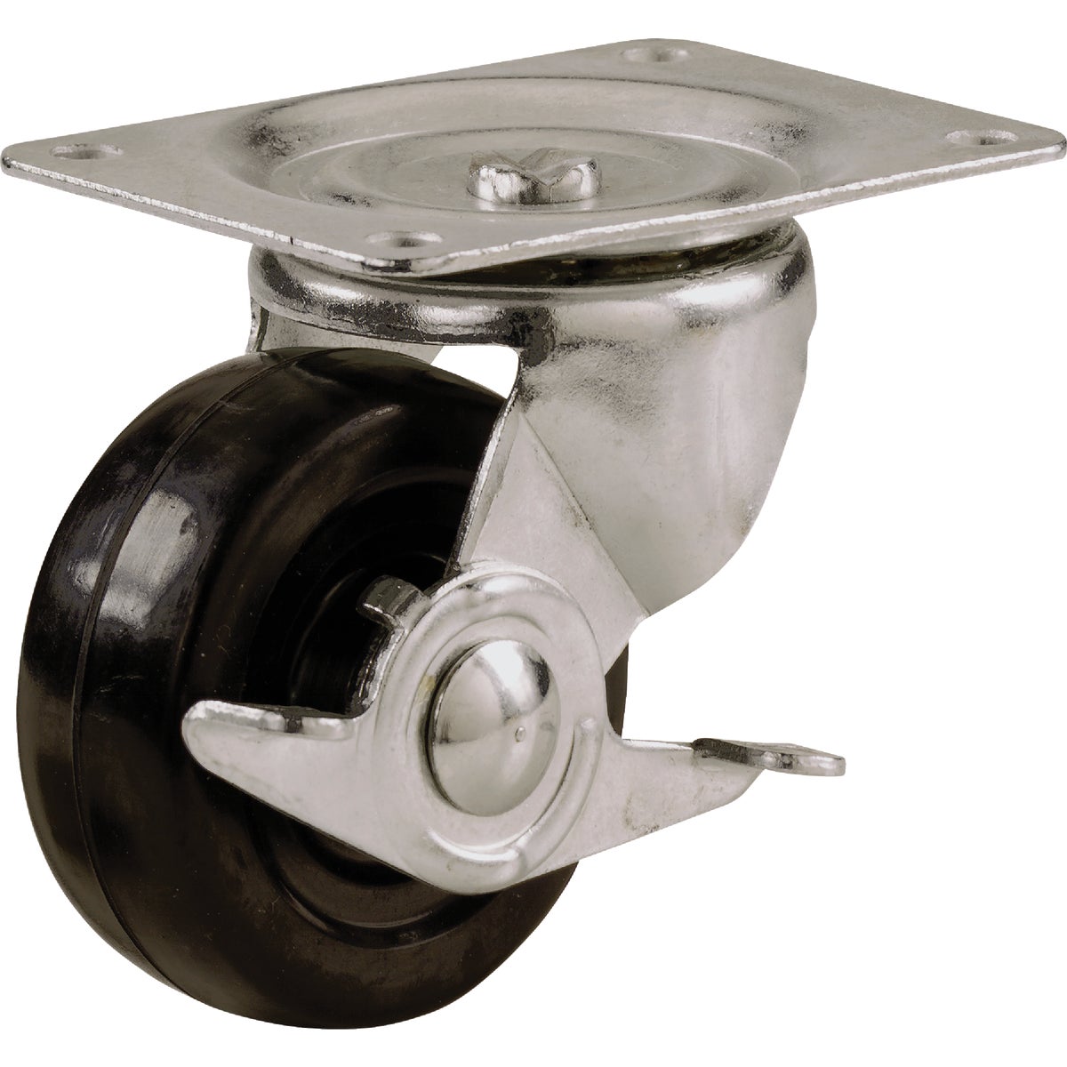 Shepherd Hardware 5 In. General-Duty Soft Rubber Swivel Plate Caster with Brake