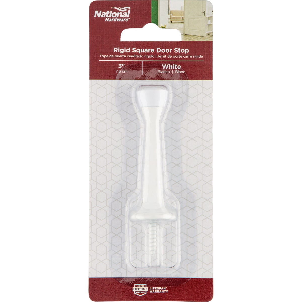 National Hardware 3 In. White Rigid Square Door Stop Image 2