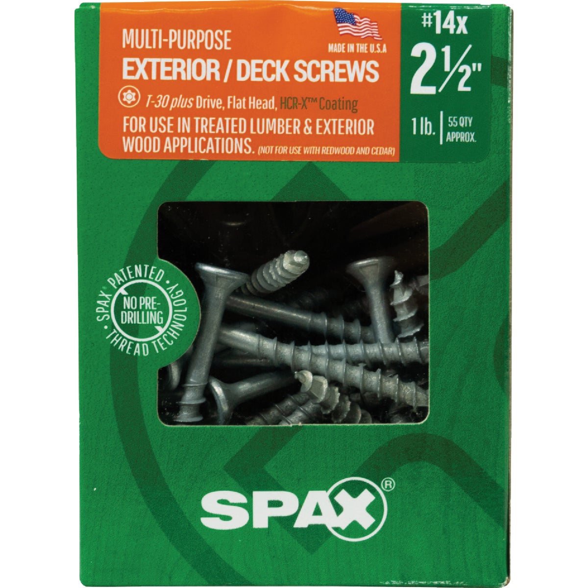 SPAX #14 x 2-1/2 In. T30 Plus Flat Head HCR-X (Exterior Rated) Deck Screw (55-Count) Image 4