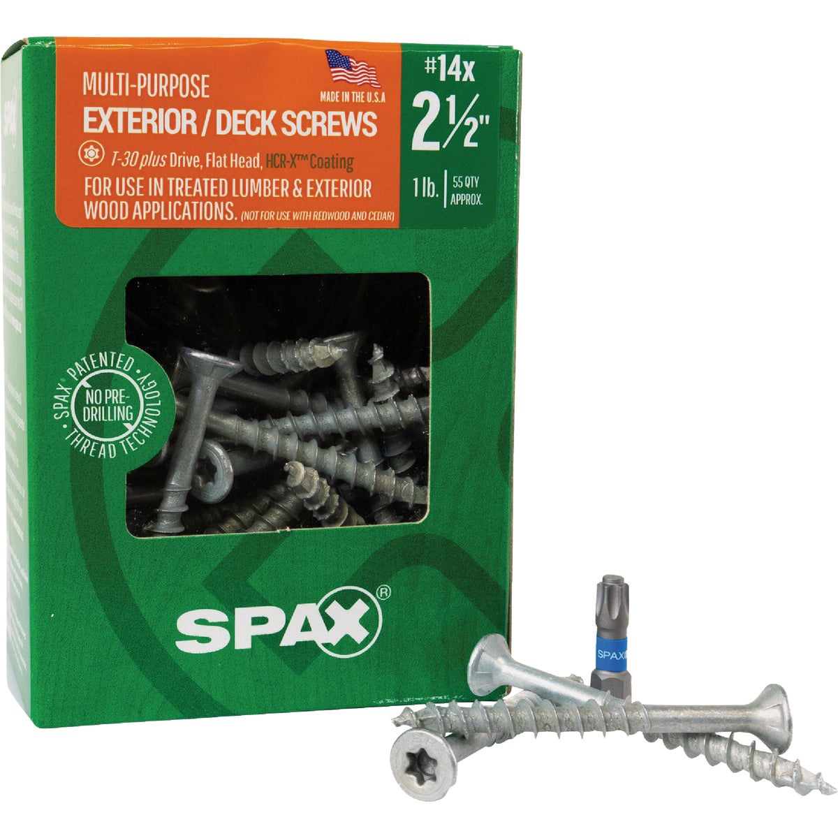 SPAX #14 x 2-1/2 In. T30 Plus Flat Head HCR-X (Exterior Rated) Deck Screw (55-Count) Image 6