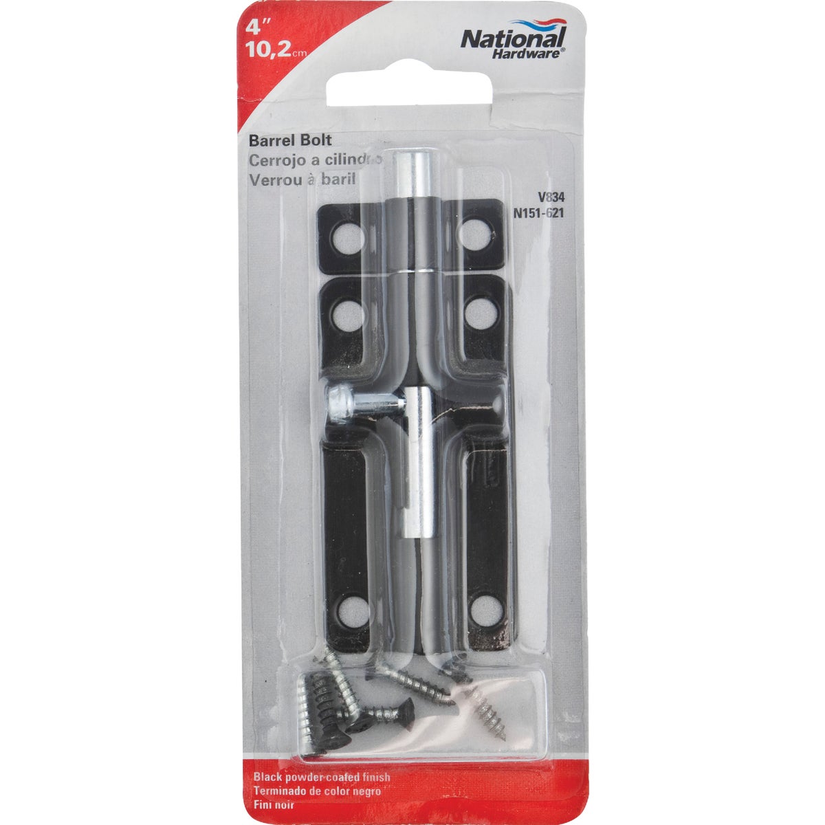 National Hardware 4 In. Black Steel Door Barrel Bolt Image 2