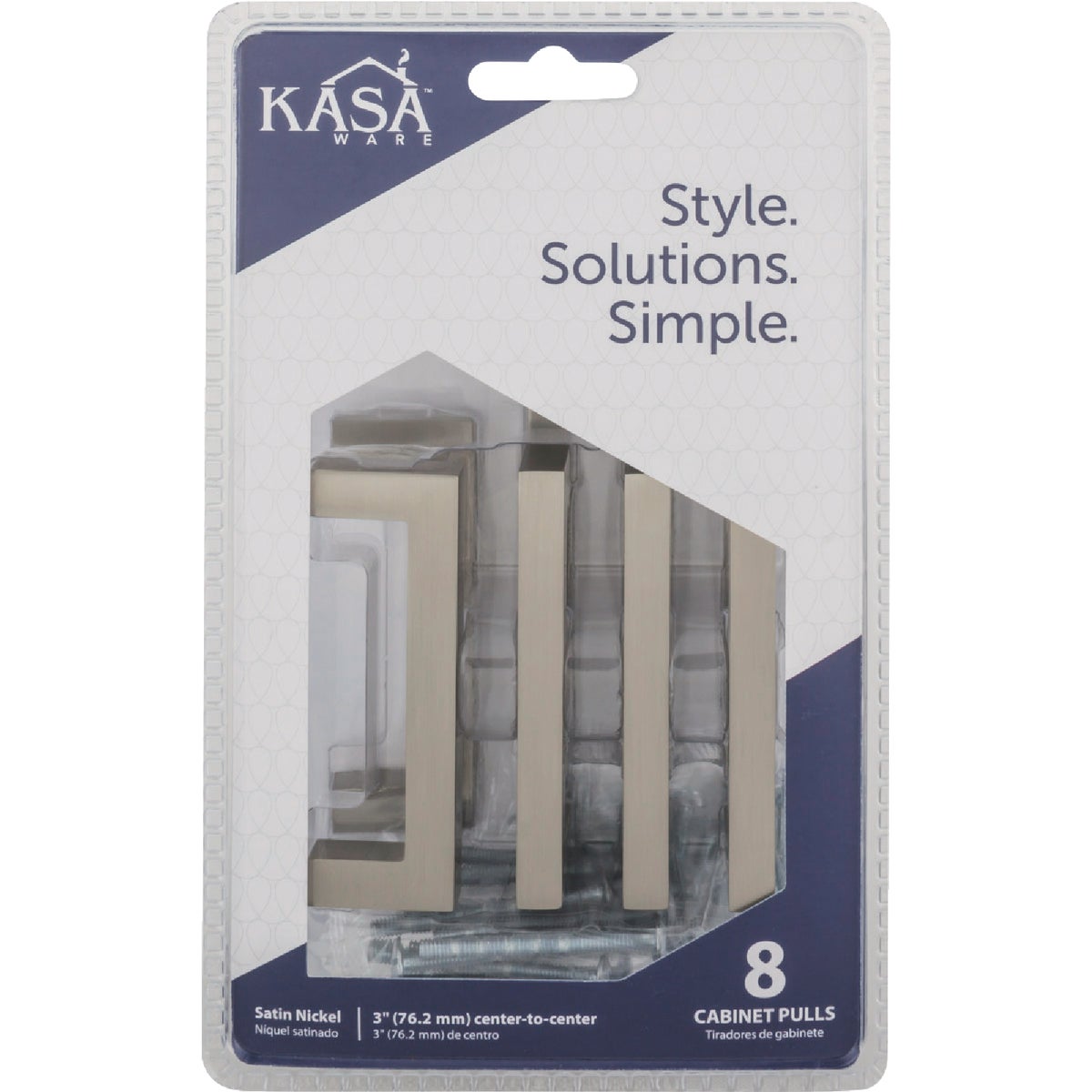 KasaWare 3-3/8 In. Overall Length Satin Nickel Square Bar Pull (8-Pack) Image 2