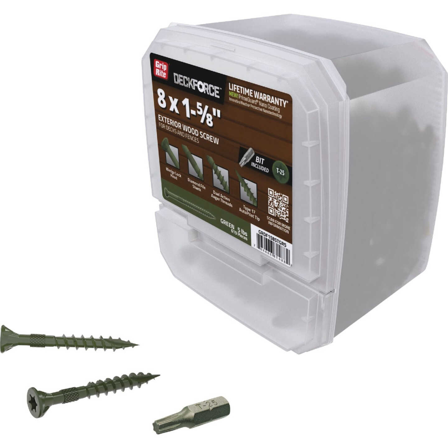 Grip-Rite DeckForce PrimeGuard Nano #8 x 1-5/8 In. Star Drive Green Screw (5 Lb.) Image 2