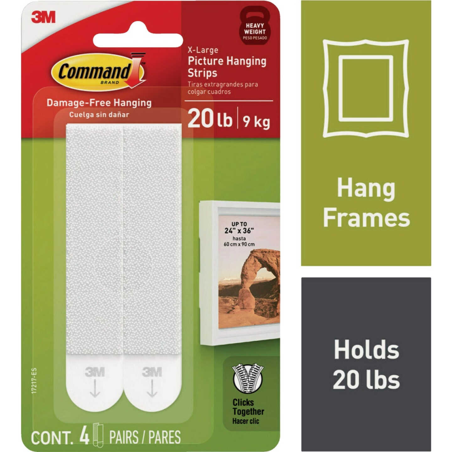 Command 20 Lb. Picture Hanging Strips, White, 4 Pairs Image 1
