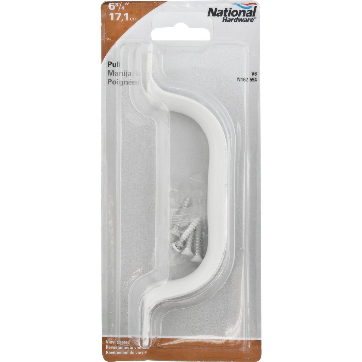National Hardware 6-3/4 In. White Vinyl Coated Zinc Door Pull Image 2