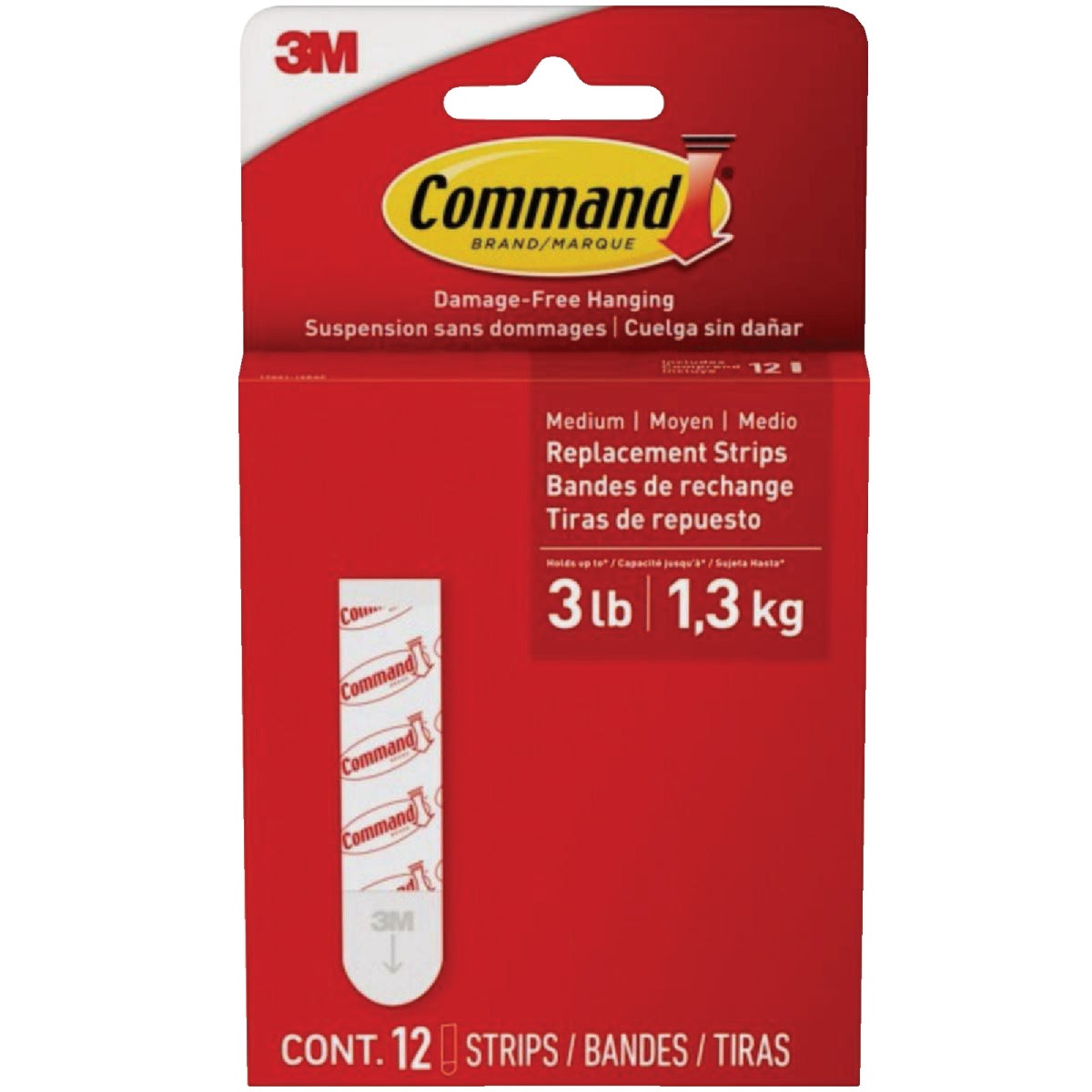 Command Medium Adhesive Strips, White, 12 Strips