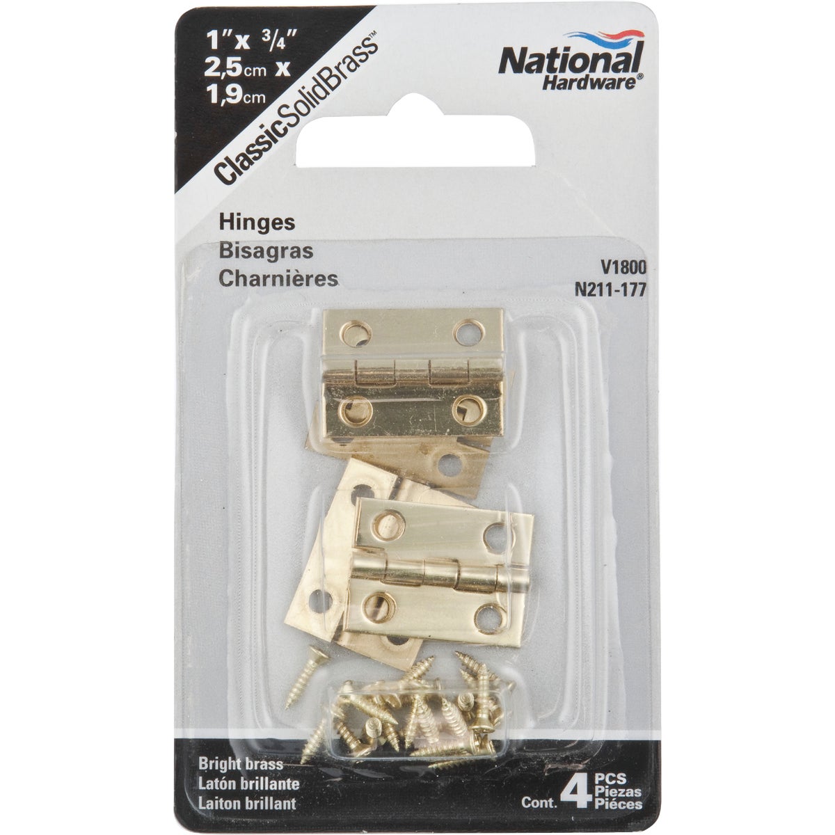 National Hardware 3/4 In. x 1 In. Narrow Brass Decorative Hinge (4-Pack) Image 2