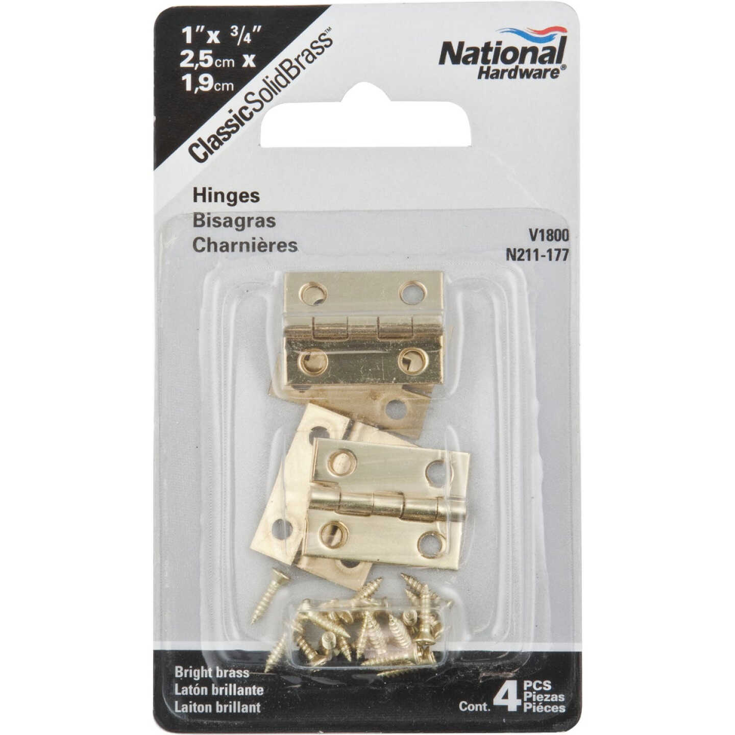 National Hardware 3/4 In. x 1 In. Narrow Brass Decorative Hinge (4-Pack) Image 2
