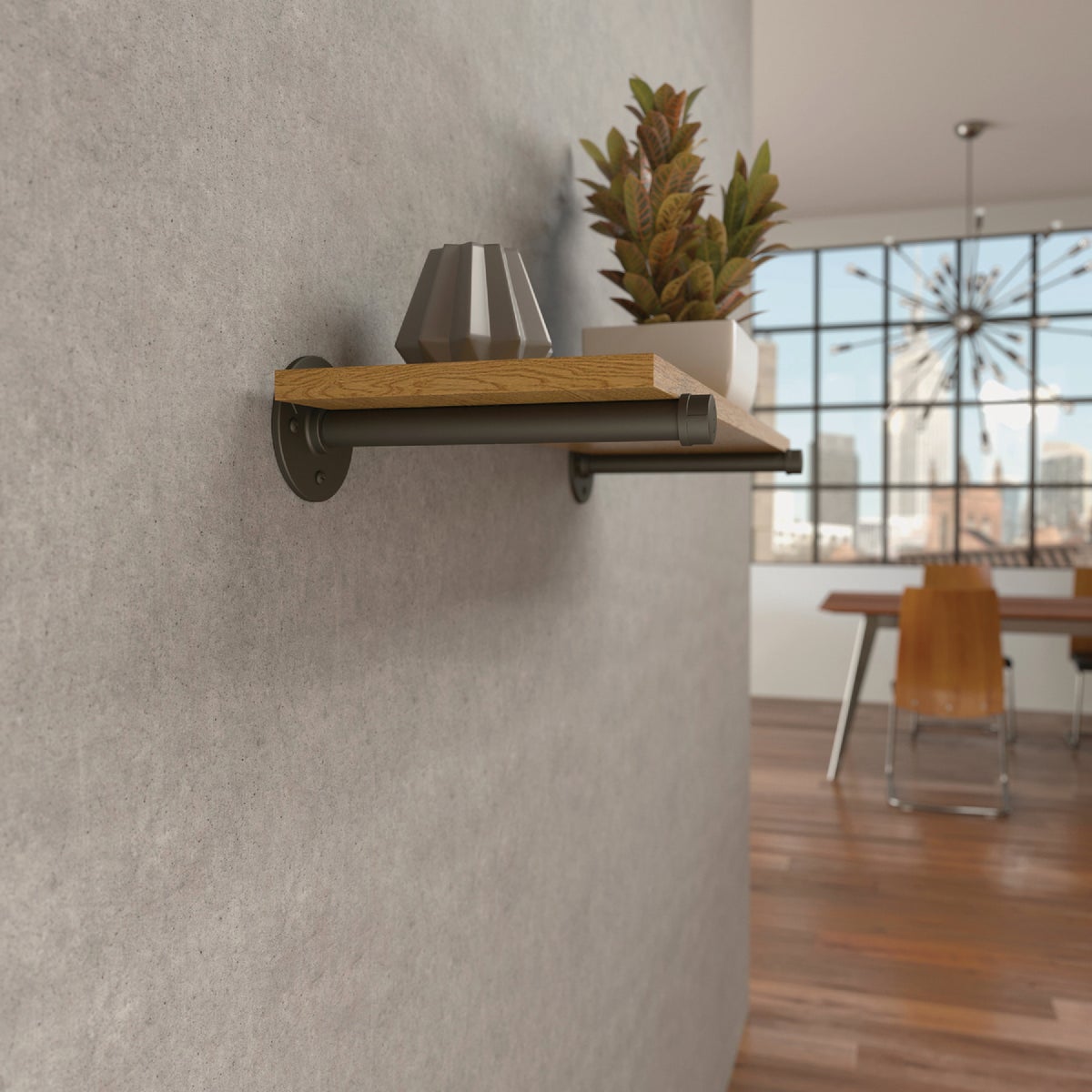 Knape & Vogt Birmingham 10 In. Industrial Straight Pipe Shelf Bracket Image 2