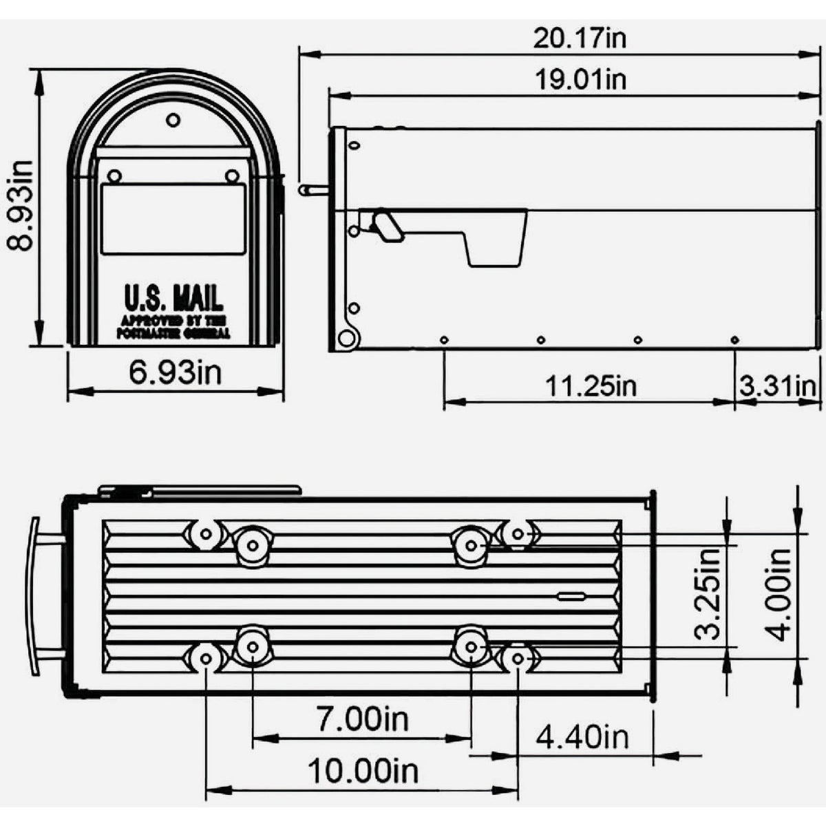 Gibraltar Franklin Black Steel Rural Post Mount Mailbox Image 3