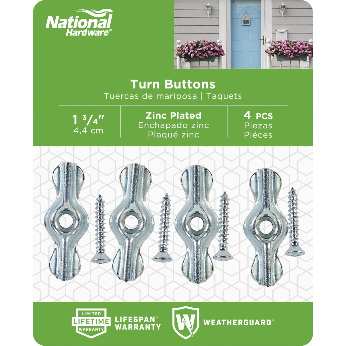 National Hardware 1-3/4 In. Zinc Turn Button (4-Pack) Image 2