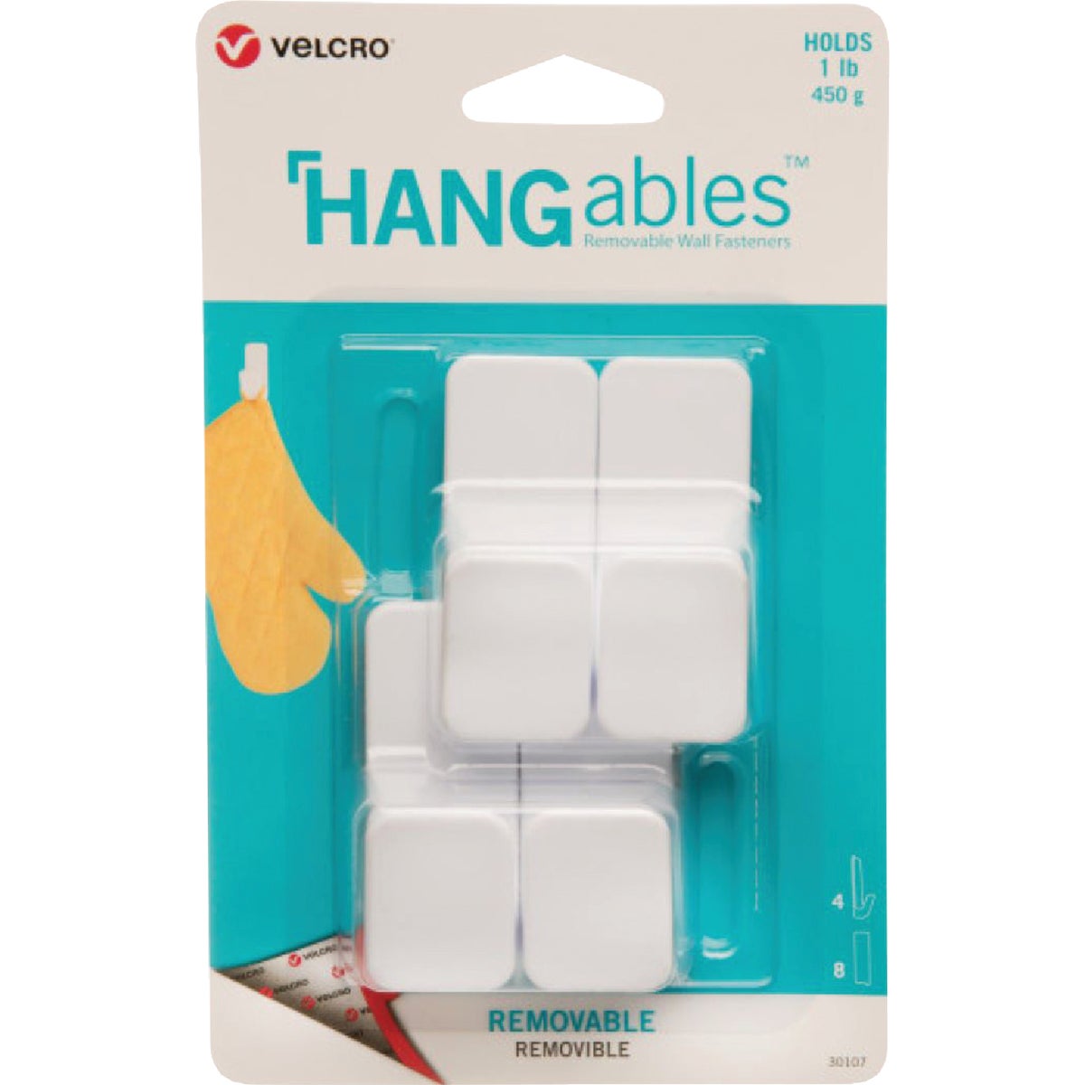 Velcro Brand Hangables 1 Lb. Capacity White Removable Small Hook (4 Count)
