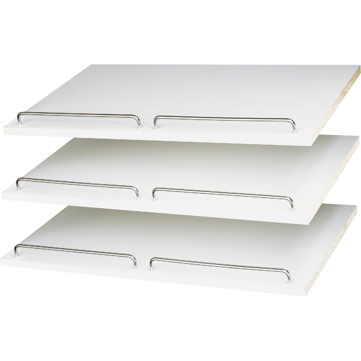 Easy Track 2 Ft. W. x 14 In. D. Laminated Shoe Shelf, White (3-Pack) Image 1