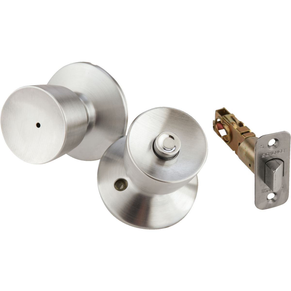 Schlage Bell Satin Chrome Bed & Bath Door Knob Image 2