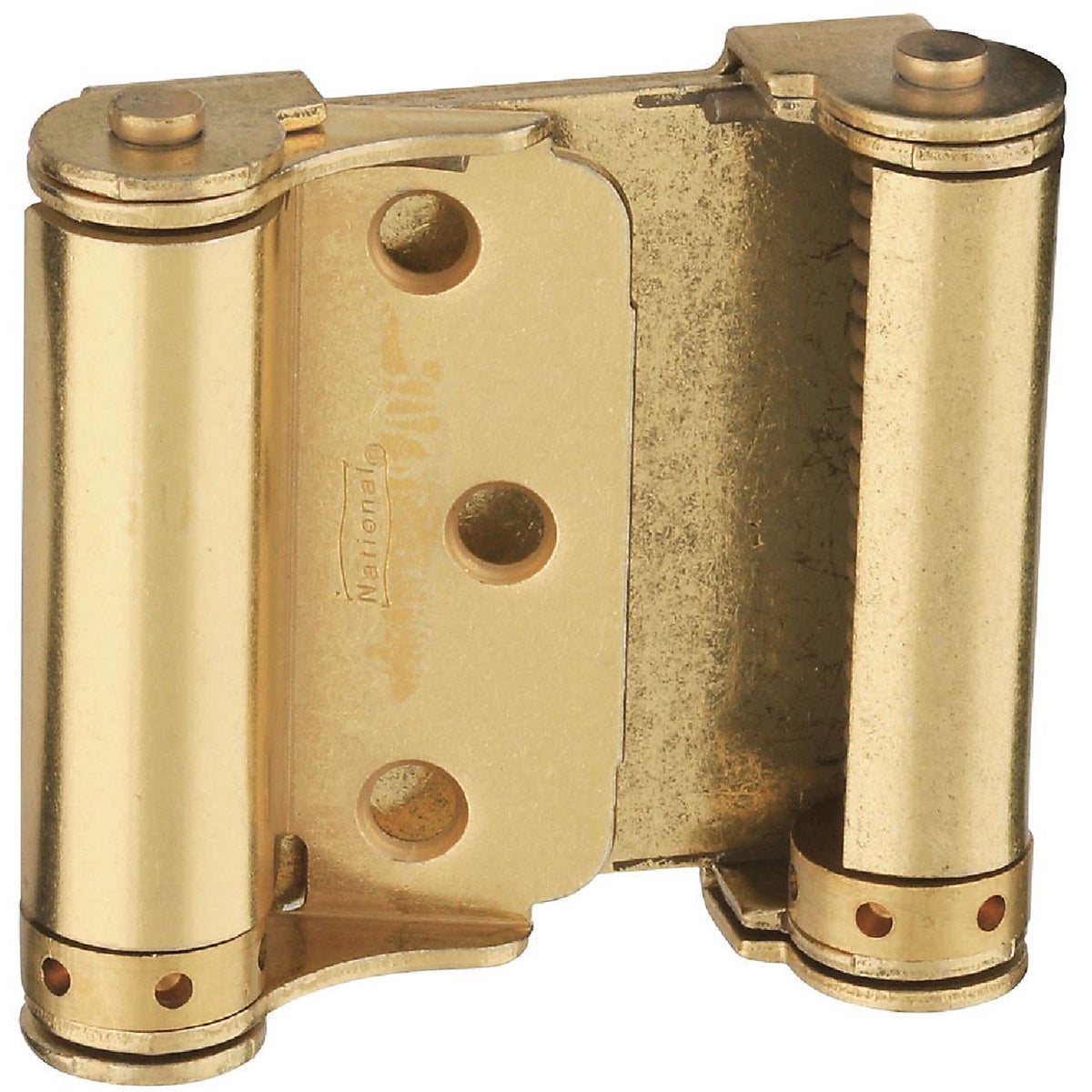 National Hardware 3 In. Satin Brass Double Action Spring Door Hinge (2-Pack)