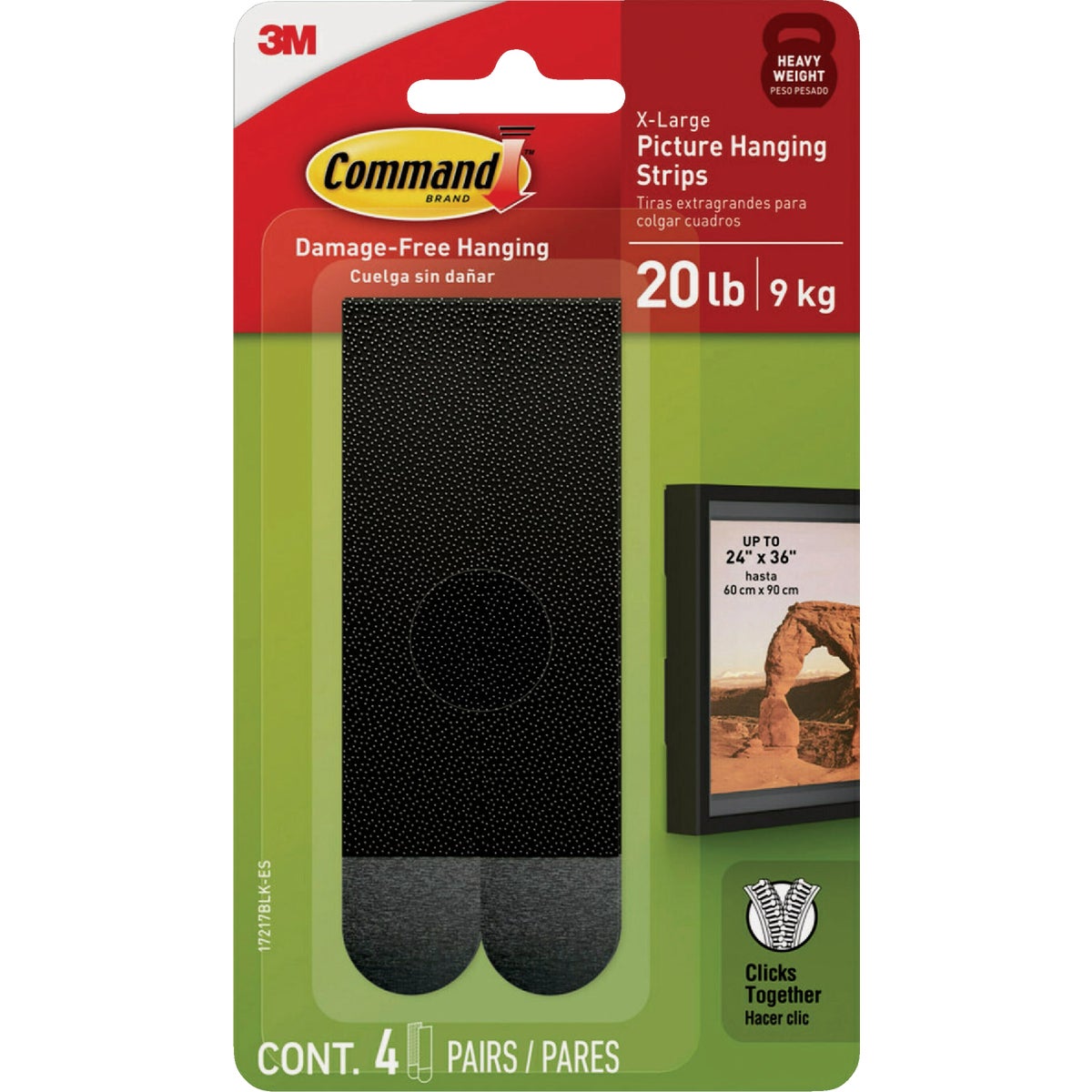 Command 20 Lb. Picture Hanging Strips, Black, 4 Pairs Image 2
