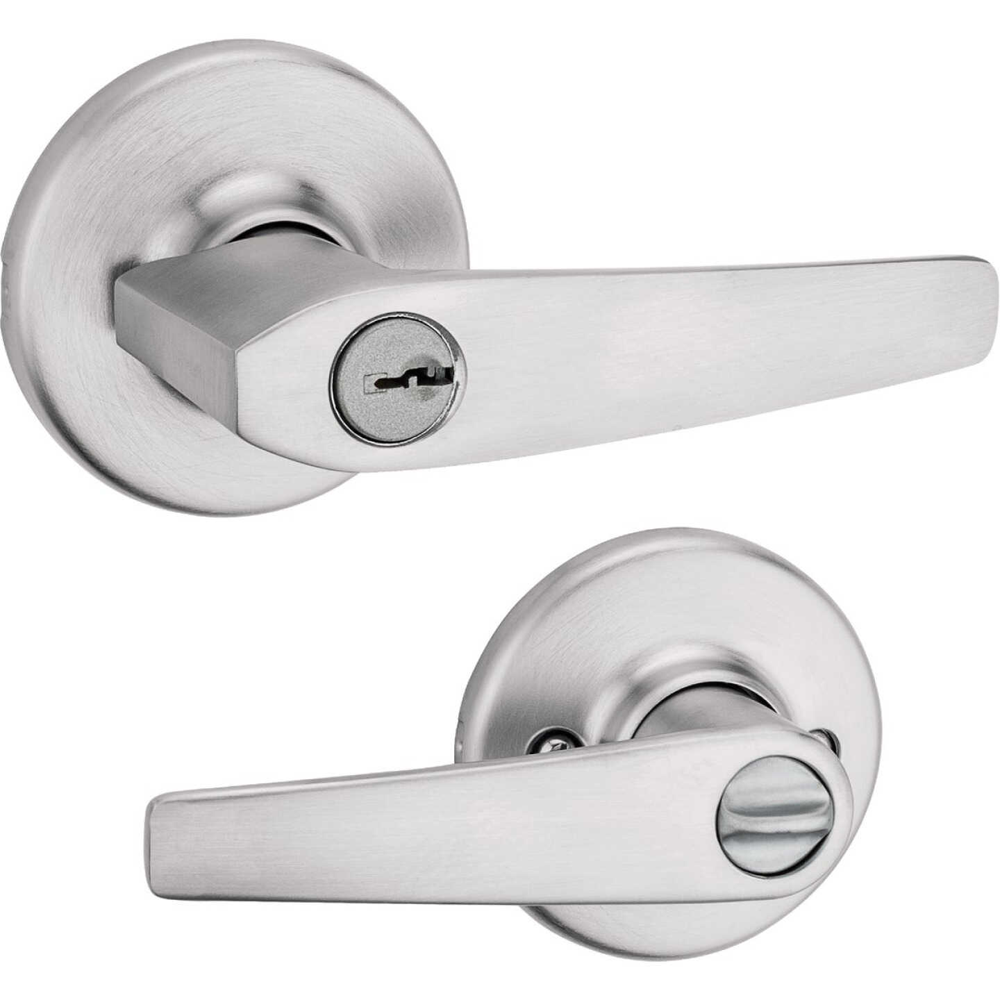 Kwikset Delta Entry Door Lever Lockset, Satin Chrome Image 1