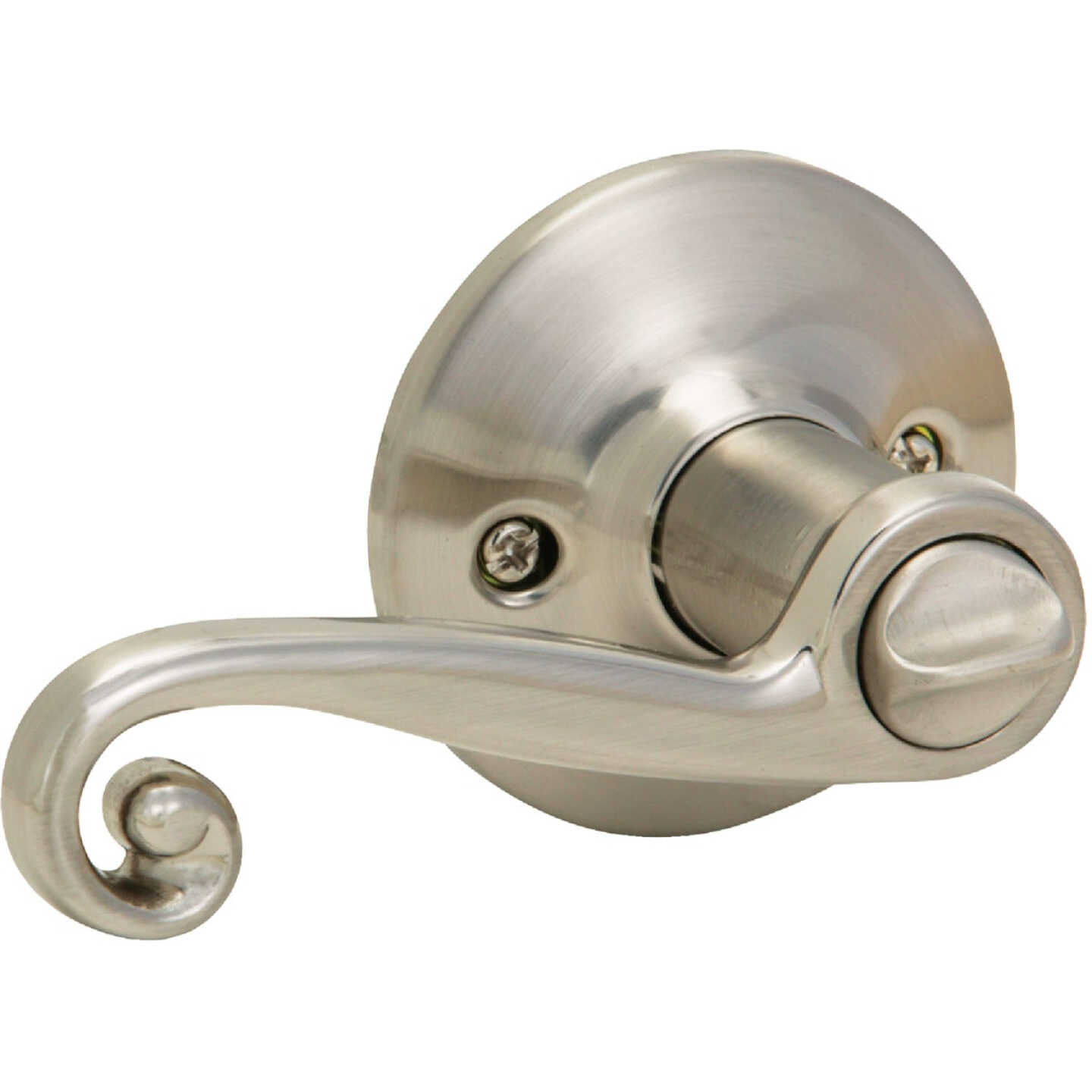 Steel Pro Brushed Nickel Scroll Privacy Door Lever Image 1