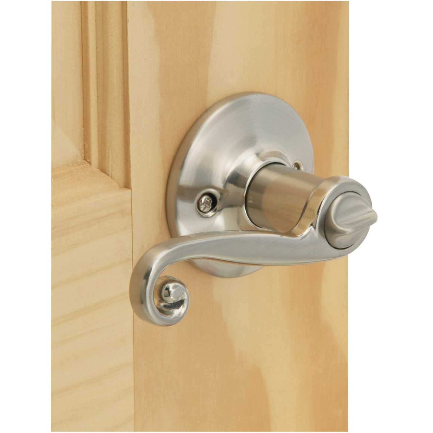 Steel Pro Brushed Nickel Scroll Privacy Door Lever Image 2