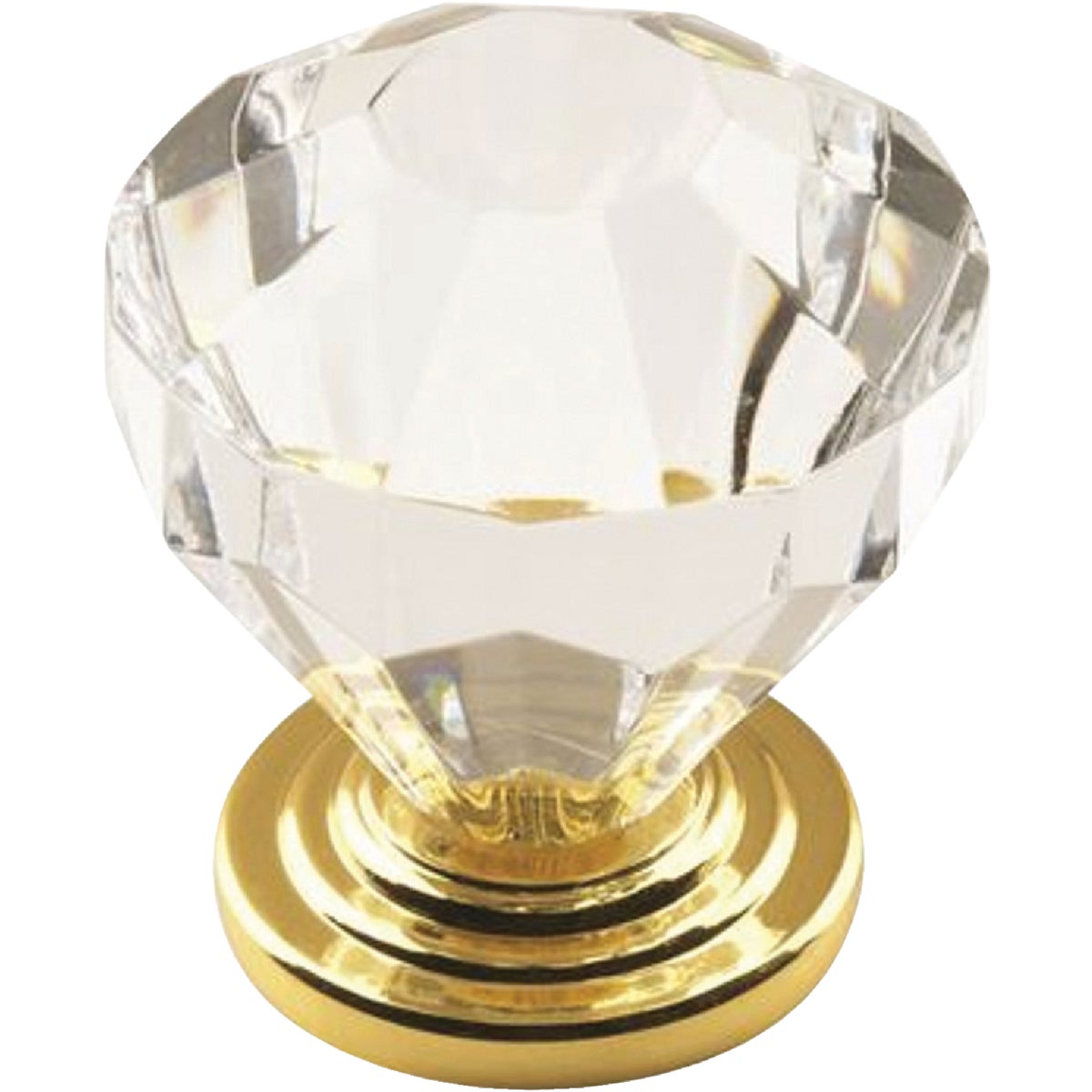 Amerock Traditional Classics Geometric Clear/Burnished Brass Cabinet Knob