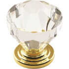 Amerock Traditional Classics Geometric Clear/Burnished Brass Cabinet Knob Image 1