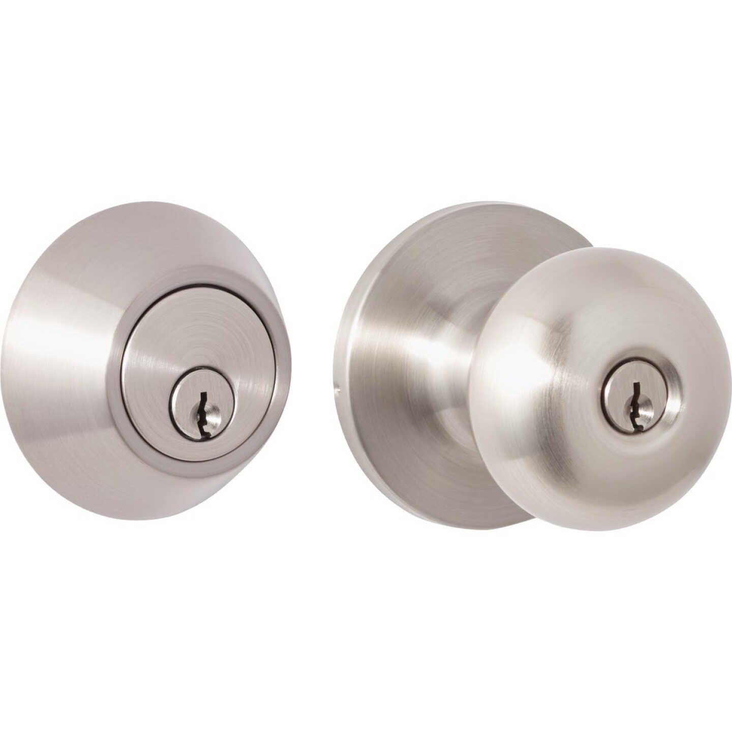 Steel Pro Brushed Nickel Deadbolt and Door Knob Combo Image 1