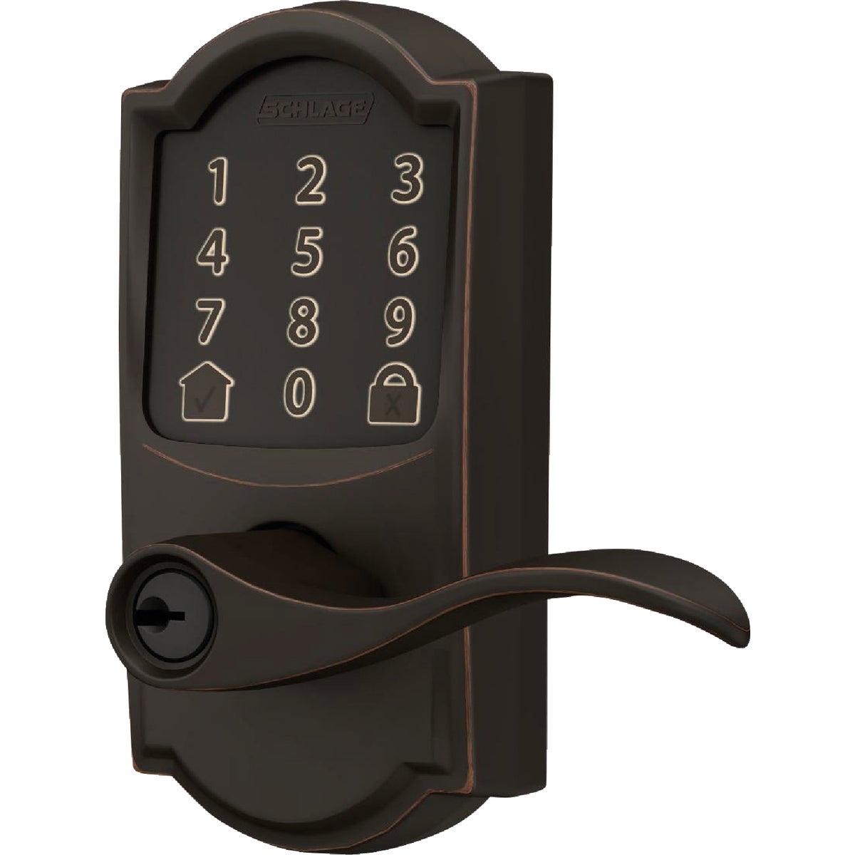 Schlage Encode Smart WiFi Aged Bronze Accent Lever with Camelot Trim Image 5