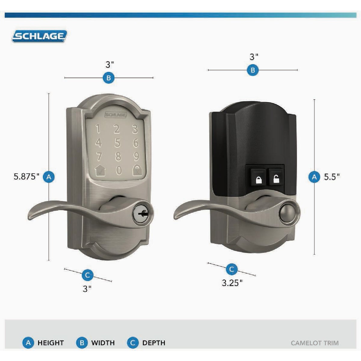 Schlage Encode Smart WiFi Aged Bronze Accent Lever with Camelot Trim Image 2