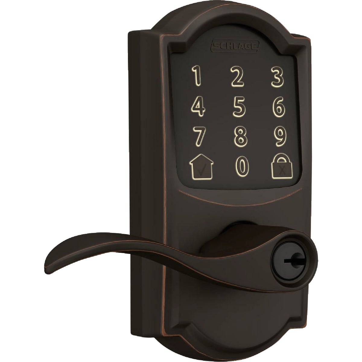 Schlage Encode Smart WiFi Aged Bronze Accent Lever with Camelot Trim Image 4