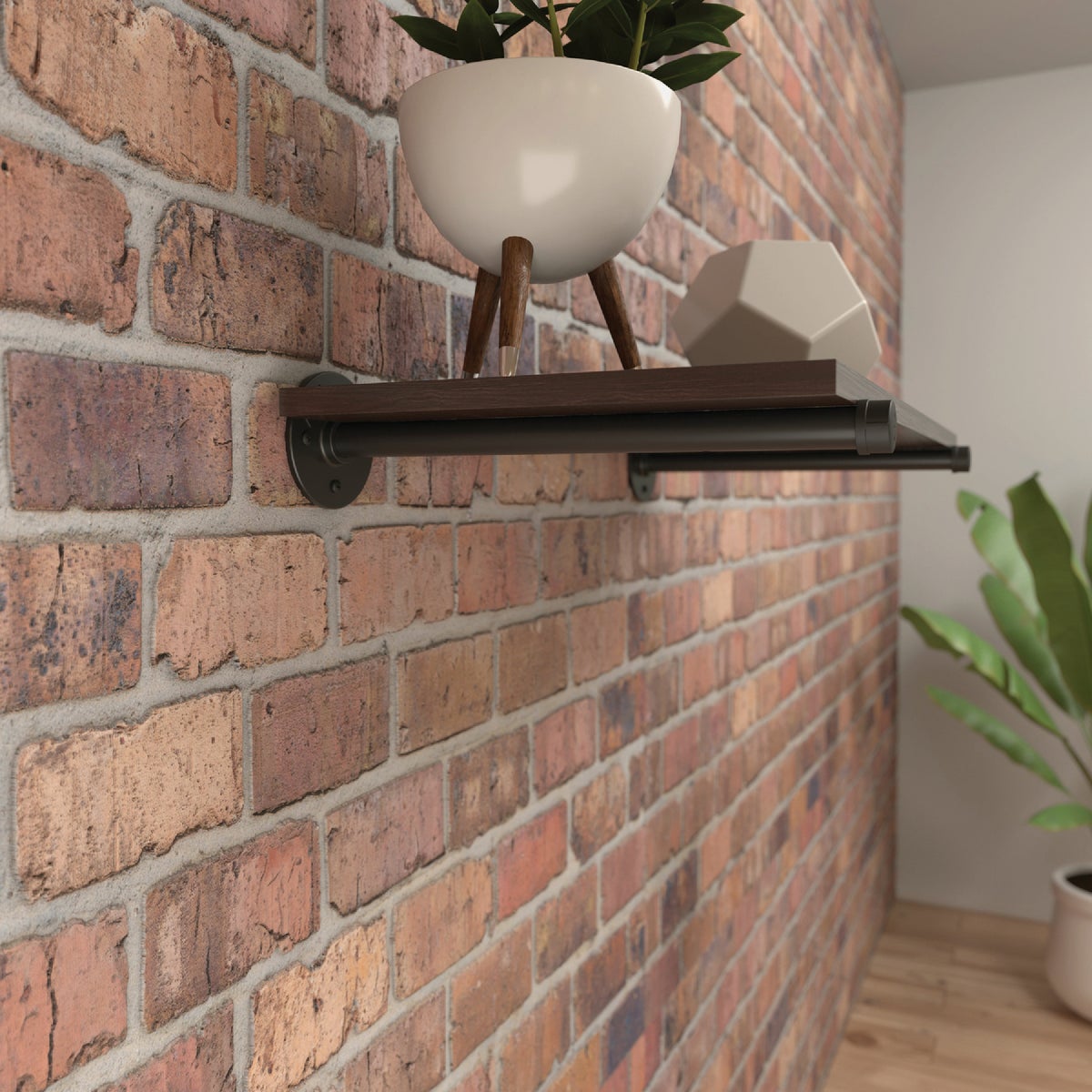 Knape & Vogt Birmingham 14 In. Black Straight Pipe Shelf Bracket Image 2