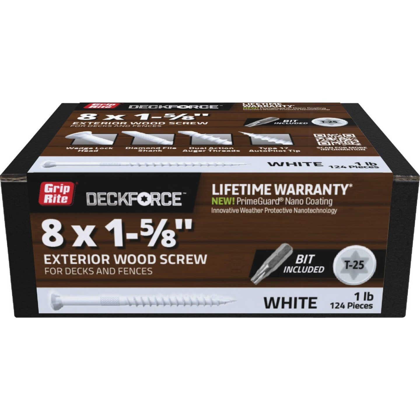 Grip-Rite DeckForce PrimeGuard Nano #8 x 1-5/8 In. Star Drive White Screw (1 Lb.) Image 1