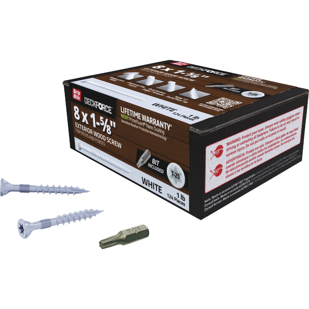 Grip-Rite DeckForce PrimeGuard Nano #8 x 1-5/8 In. Star Drive White Screw (1 Lb.) Image 2