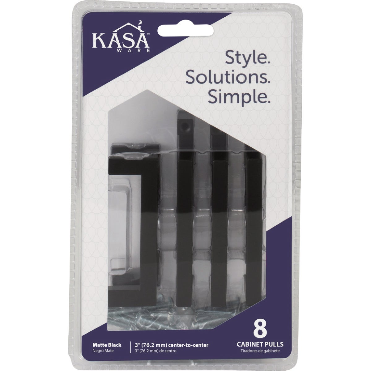 KasaWare 3-3/8 In. Overall Length Matte Black Square Bar Pull (8-Pack) Image 2