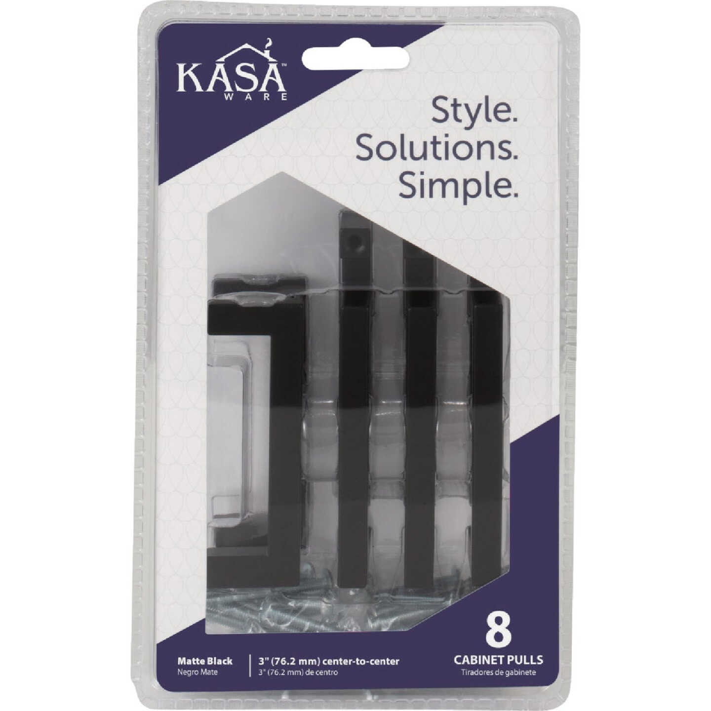 KasaWare 3-3/8 In. Overall Length Matte Black Square Bar Pull (8-Pack) Image 2