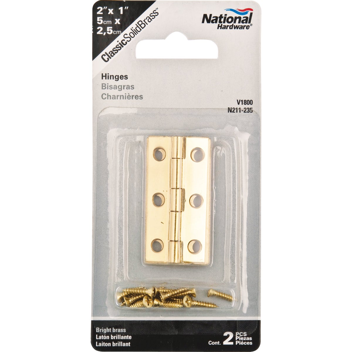 National Hardware 1 In. x 2 In. Brass Narrow Decorative Hinge (2-Pack) Image 2