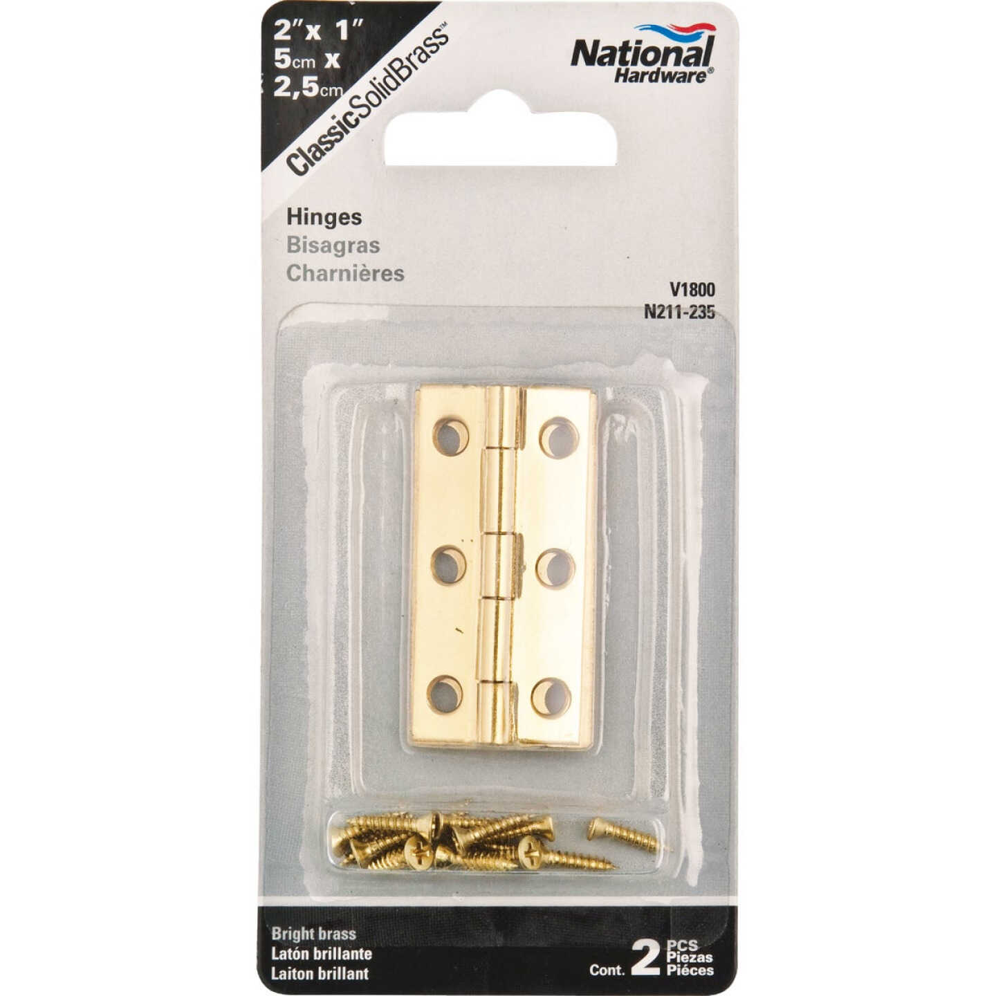 National Hardware 1 In. x 2 In. Brass Narrow Decorative Hinge (2-Pack) Image 2