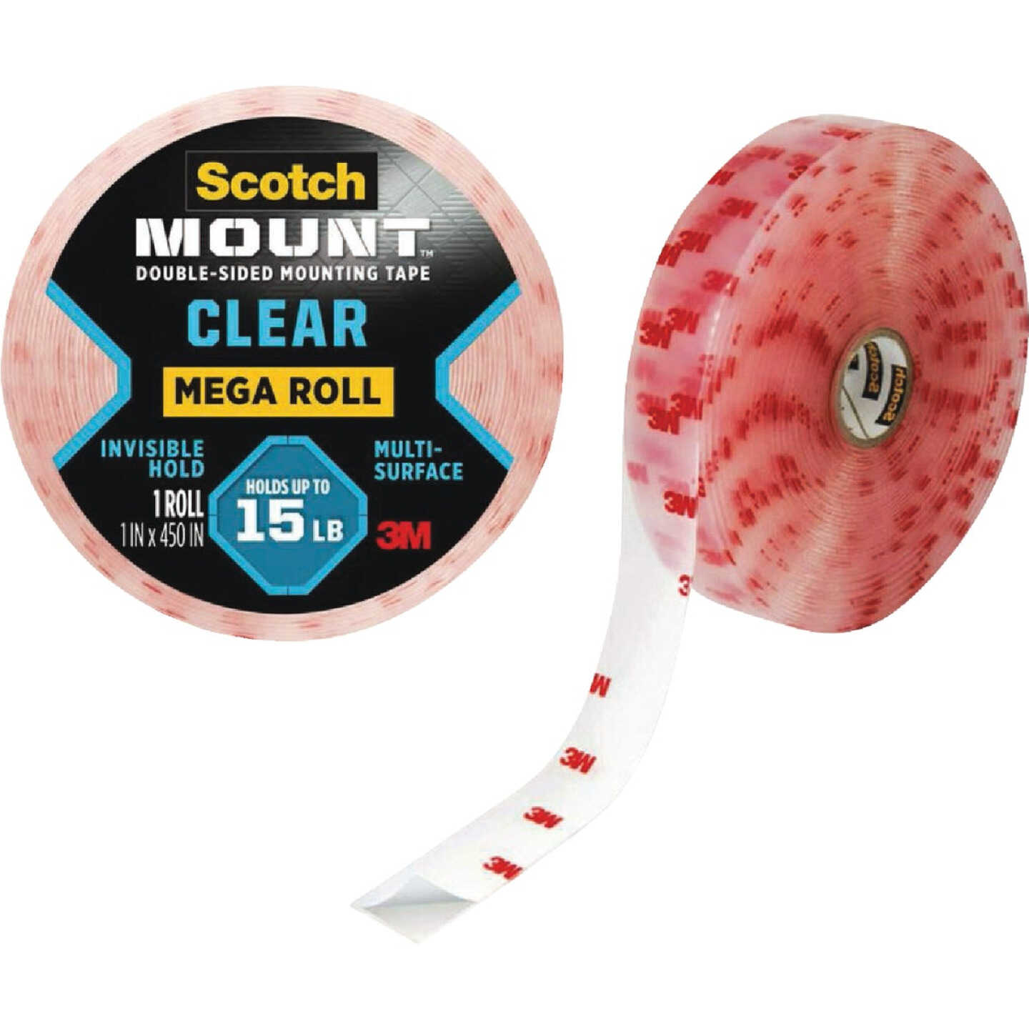 Scotch-Mount 1 In. x 450 In. Clear Double-Sided Mounting Tape Mega Roll Image 1